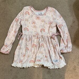 Love + Grow Pink Rainbow Lace Hem Long Sleeve Dress/top